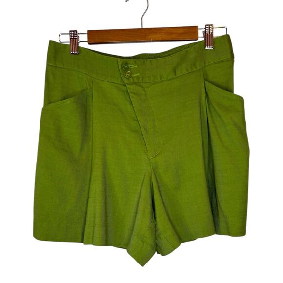 CAbi High Rise Traipse Short Linen Blend Style 6398 in Avocado Green Women Sz. 6 - Picture 4 of 12